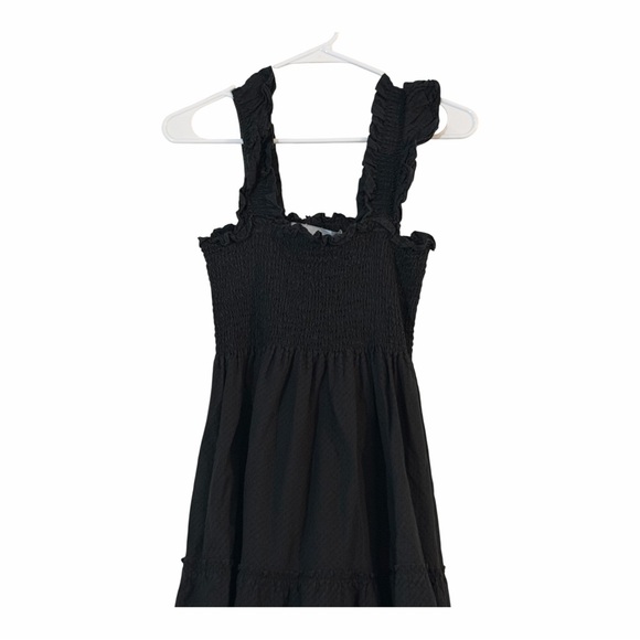 Hill House Ellie Nap Dress Black Smocked Ruffle Midi Cotton Small Cottagecore - Picture 3 of 5